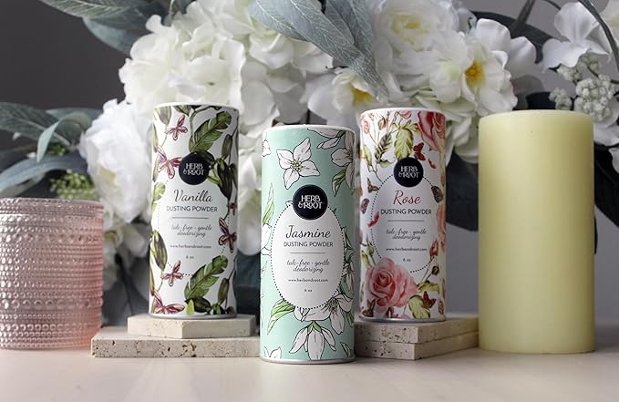 Sandalwood Talc-Free Dusting Powder with Arrowroot, Oats, Zinc & Magnesium - Body & Foot Powder for Women, Chafing & Deodorizing (Sandalwood)