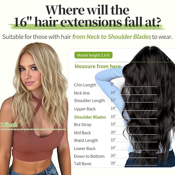 KooKaStyle Invisible Wire Hair Extensions with Transparent Headband Adjustable Size 4 Secure Clips Long Wavy Secret Wire Hairpiece 10H24#Dirty Blonde Mixed Bleach Blonde 16 Inch for Women