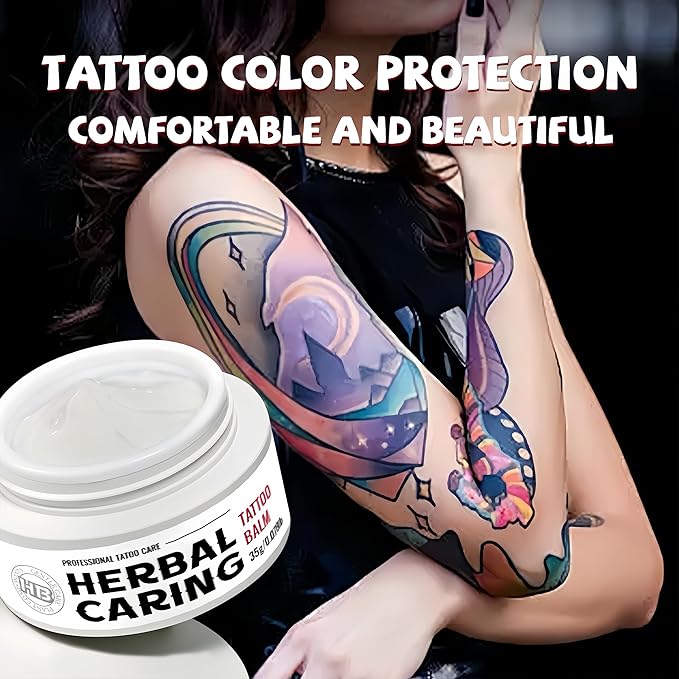 Tattoo Aftercare Balm Herbal Tattoo Healing Cream 35g Fast Absorbing, Non Greasy, Gentle Skin Care Helps Moisturize, Reduce Dryness Support Vibrant Ink Colors