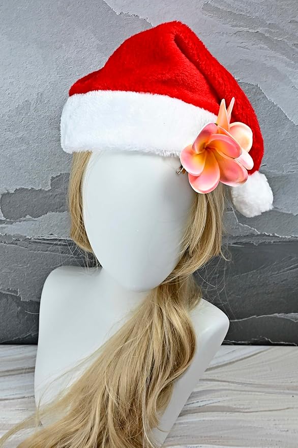 Pack of 2 Real Touch Flowers Hawaiian Flower Hair Clips Plumeria Hibiscus Hair Clips Handmade Hair Accessories for Beach Wedding Bridal Party Mother's Day Women Girls Holiday Gifts(c-824, 2pcs)