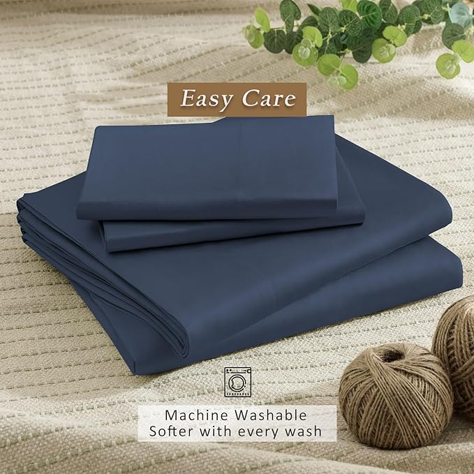 TOSMO Luxury Cooling Sheet Set - 100% Viscose from Bamboo, 4-Piece Bedding Set (Full Size) - 18” Extra Deep Pockets, Oeko-Tex Certified, Silky Soft and Breathable, Slate