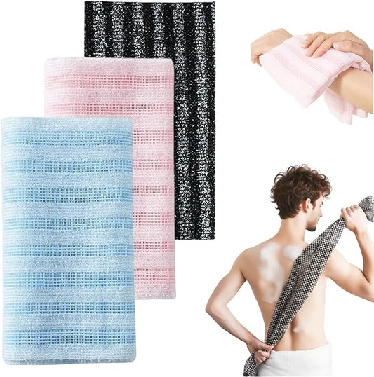 3PCS Exfoliating Shower Towel for Men and Women, 2026 New Premium Scrub Wash Back Bath Cloth for Body Face, Exfoliating Washcloth Back Body Scrubber for Men & Women (#B)