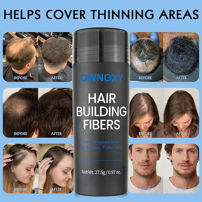 Hair Fibers for Thinning Hair - Hair Building Fibers for the Appearance of Thicker, Fuller Hair, Hair Thickening Fibers for Men and Women - Easy to Apply & Remove, 27.5g/ 0.97oz (Medium Brown)