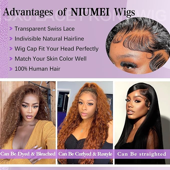 13x6 Lace Front Wigs Human Hair Pre Plucked 200% Density Deep Wave Lace Front Wigs Human Hair for Women Curly Wig HD Lace Frontal Wigs 26 Inch
