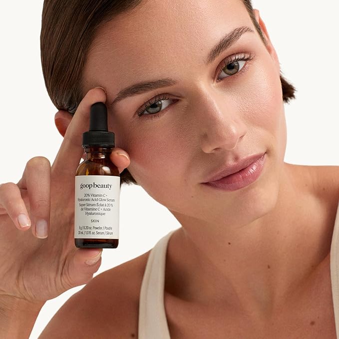 goop Beauty 20% Vitamin C + Hyaluronic Acid Serum | Improves Tone, Texture, & Hydration | L-ascorbic Acid and Hyaluronic Acid | Paraben and Silicone Free | 1 fl oz