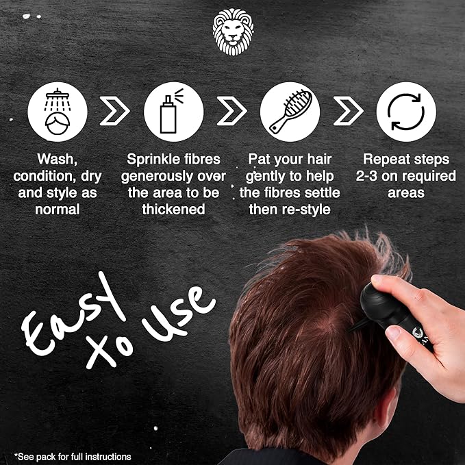 Mane Hair Building Fibers for Women & Men, for Fine & Thinning Hair, Thicker Fuller Looking Hairstyle, Conceal Bald Spots - Light Brown