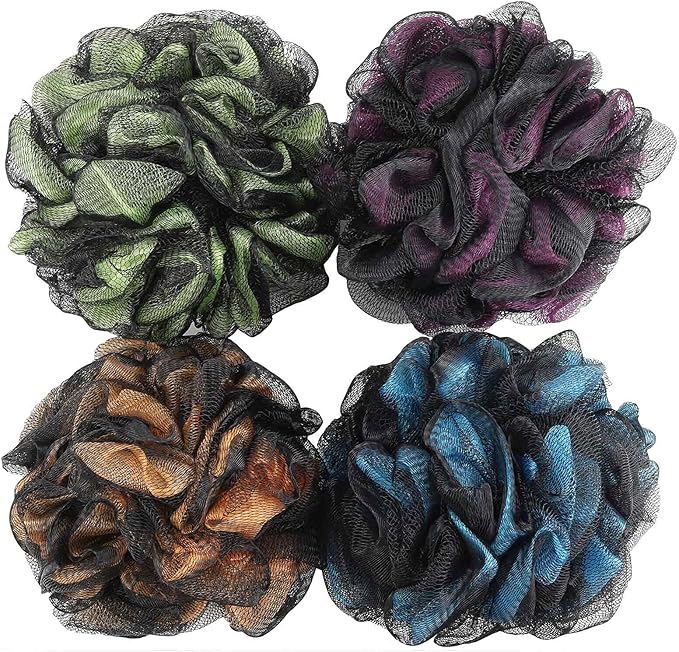 75g/Pcs Shower Loofah Bath Sponge for Women Men Lufa Exfoliating Body Scrubber (Set of 4)