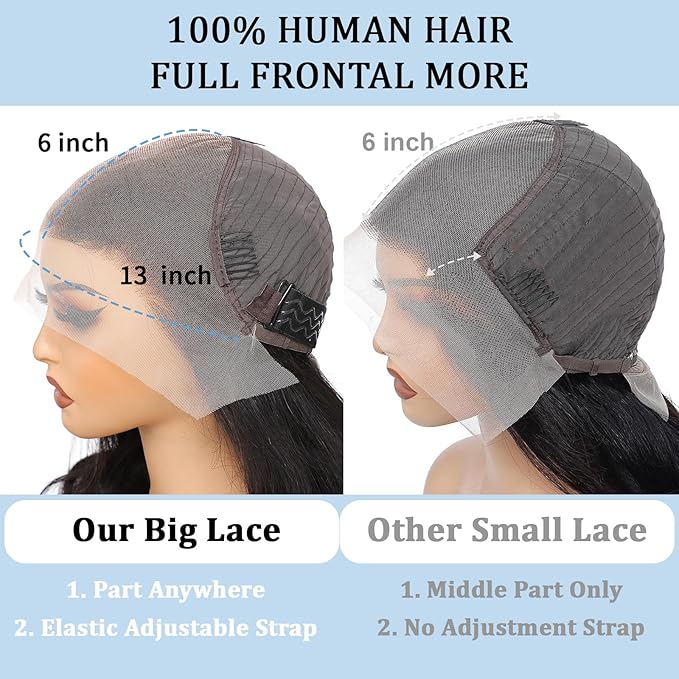 13x6 Lace Front Wigs Human Hair 200 Density Body Wave Lace Front Wigs Human Hair Pre Plucked 12A Glueless Wigs for Women HD Lace Frontal Wigs Natural Color 40 Inch