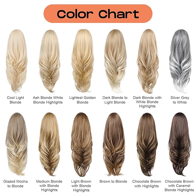 SEIKEA Versatile Drawstring Ponytail Extension, 26" Long Wavy Multi Layered Clip in Ponytail Hair Extensions Stand Up High Fake Pony Tail Soft Natural Synthetic Hairpiece Dark Blonde/White Blonde