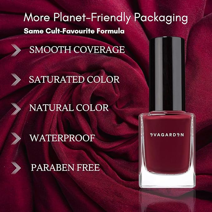 EVAGARDEN Sea Water Resistant Nail Polish - Saturated Color with Thin Film Coating - Attractive, Durable and Smooth Coverage - Clean Formula, No Harsh Substances - 604 Burgundy - 0.34 oz