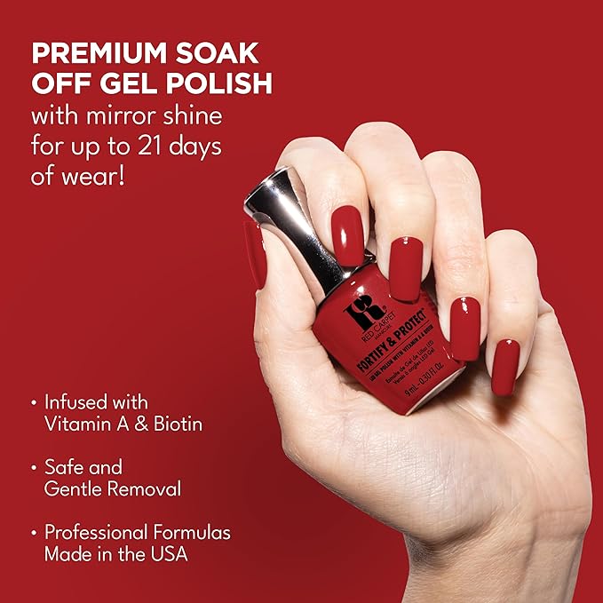 Red Carpet Manicure Fortify & Protect LED Gel Nail Color - Long-Lasting, Vibrant, Professional Quality, High Shine, Chip-Resistant - Infused with Vitamin A & Biotin (All Bundled Up, 0.3 Fl Oz)