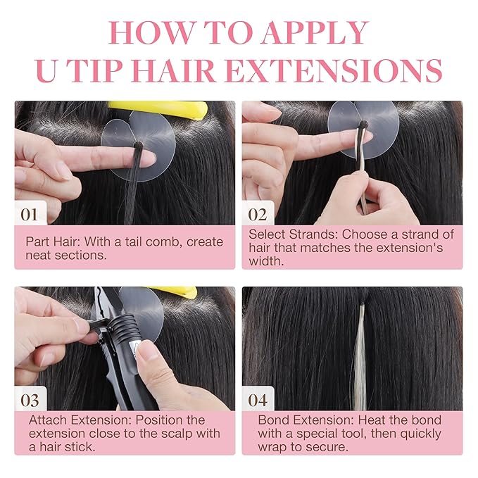 GOO GOO U Tip Hair Extensions Real Human Hair, 18inch 50g 50S, Invisible Remy Hot Fusion U Tip Hair Extensions,4/27/4 Balayage Chocolate Brown to Caramel Blonde
