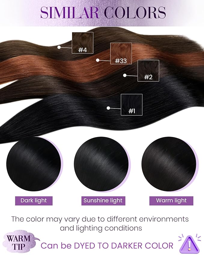LaaVoo Nano Hair Extensions Human Hair Jet Black Nano Bead Hair Extension Black Nano Ring Extensions Real Human Hair 14 inch 50s 50g