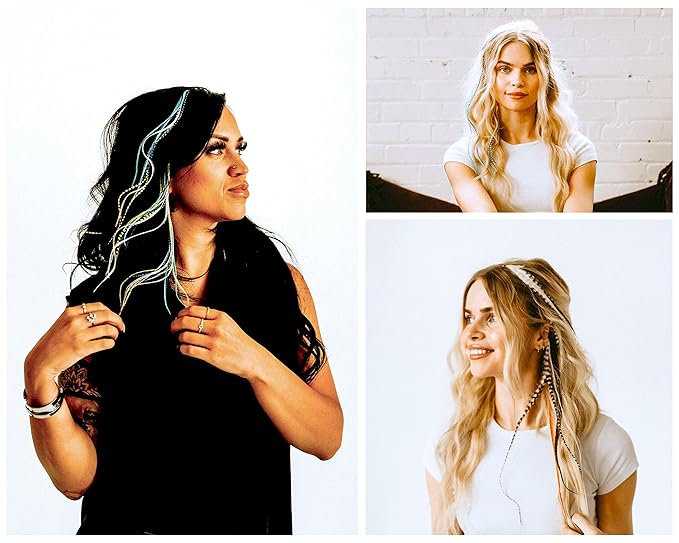 21 Natural Color Hair Extensions – 7”–12” Long – DIY Rooster Kit with 20 Micro-Link Beads – 100% Real Feathers – Eye-Catching Boho Style