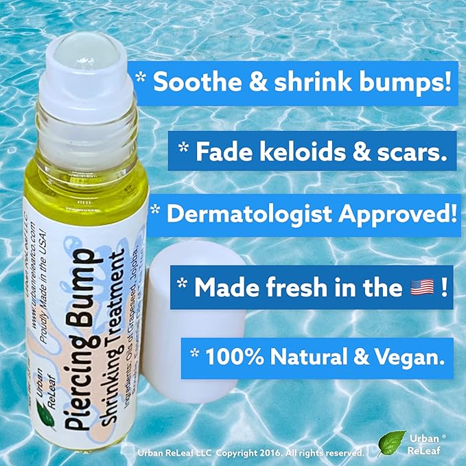Urban ReLeaf Piercing Bump Shrinking Treatment ! Gentle, Effective Aftercare. Easy Roller-Ball Applicator. 100% Natural with Essential Oils. Help Scars, Nodules, Cartilage, Nose, Ear Spots