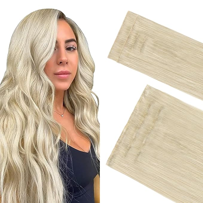 GOO GOO Invisi Edge Clip in Hair Extensions Set, 22inch 140g, 4pcs Injected Seamless PU Clip ins and 3pcs Classical PU Clip insp ins, Virgin Real Human Hair, #60A