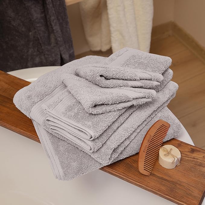 Classic Turkish Towels CTT - Premium Washcloths 12 Pack Set, 100% Turkish Cotton, Highly Absorbent & Quick Dry, Face Towels Wash Cloths for Hotel, Spa & Gym | 12"x12" (Light Grey)