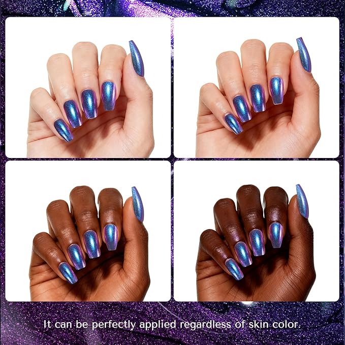 AZUREBEAUTY Chameleon Nail Polish no Gel Holographic Rainbow Glitter Natural Quick Dry Toenail Polish High Shine DIY Salon Home
