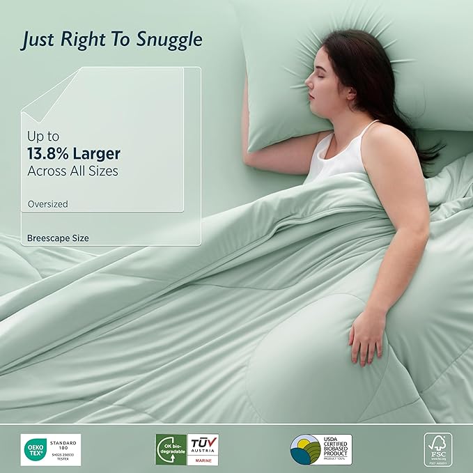 Breescape Cooling Comforter King Size - BlendTek™ Q-Max>0.46 Tech, Breathable Blanket for Hot Sleepers & Night Sweats Relief, Premium Lightweight Summer Bedding, 106x96 Inches, Mint Green