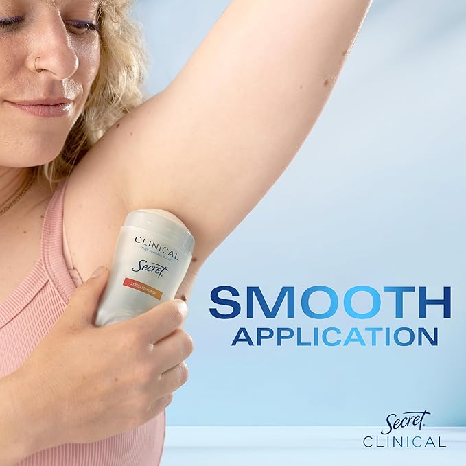Secret Clinical Strength Antiperspirant Deodorant for Women, Stress Response, 3X Stress Protection, 72hr Sweat & Odor Protection, PH Balancing Minerals, Invisible Solid, 1.6 oz (Pack of 3)