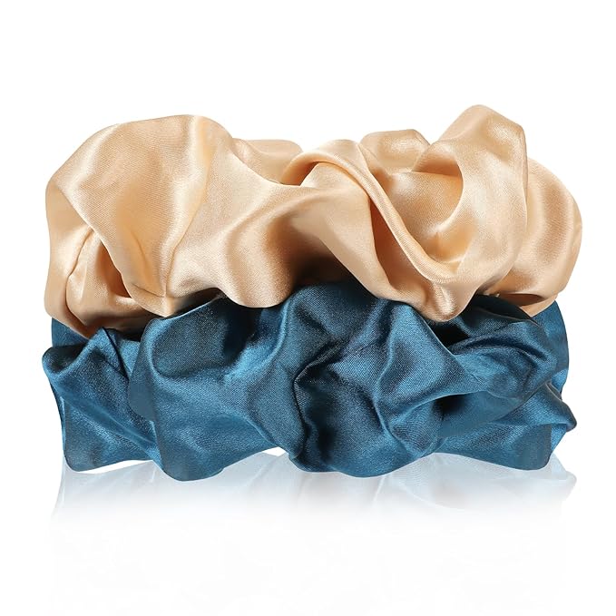 Silk Hair Scrunchies - 100% Mulberry Silk hair ties Elastic Satin Ponytail Holders No Damage Thick/Thin Hair Accessories for Women and Girls（Big/midlle/SMALL）