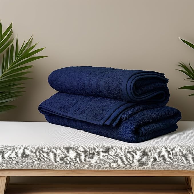 Tens Towels Pack of 4 Soft Bath Towels, 100% Cotton, 27 x 54 Inches, Lightweight & Quick-Dry, Ideal for Daily Bathroom Use, Practical & Comfortable, Navy