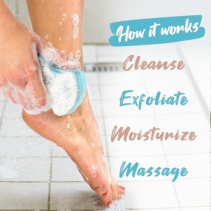 Spongables Pedi Scrub Foot Exfoliating 20+ Wash Sponge, Clean & Fresh, 3 Count
