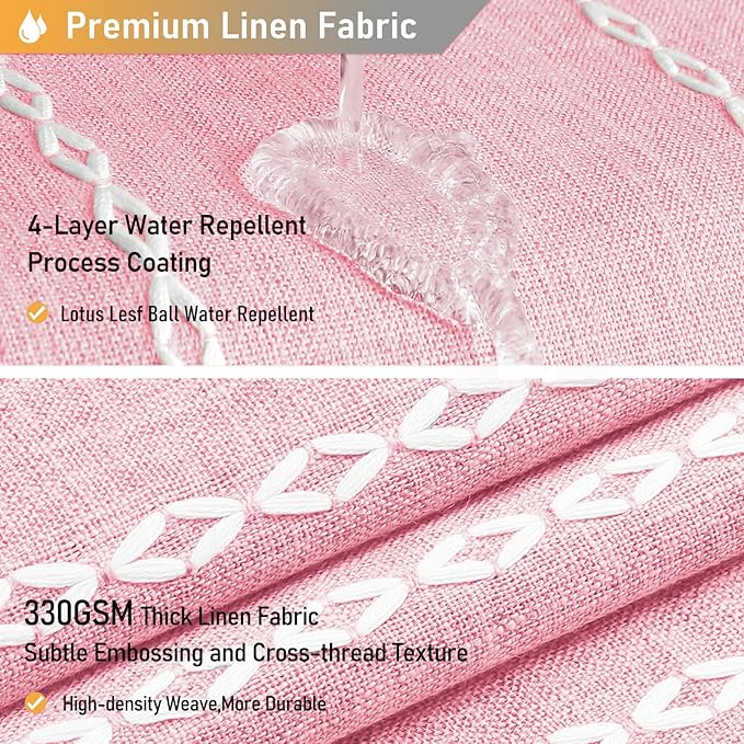 BTTN Boho Farmhouse Shower Curtain - Linen Rustic Heavy Duty Striped Fabric Shower Curtain Set with Tassel, Bohemian Vintage Country Cloth Shower Curtains for Bathroom，Pink，72" W x 96" L (Pack of 1)