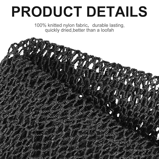 Geiserailie African Net Sponge Long Bathing Net Shower Body Scrubber Back Scrubber Skin Smoother Bathing Sponge for Daily Use or Stocking Stuffer(Black)