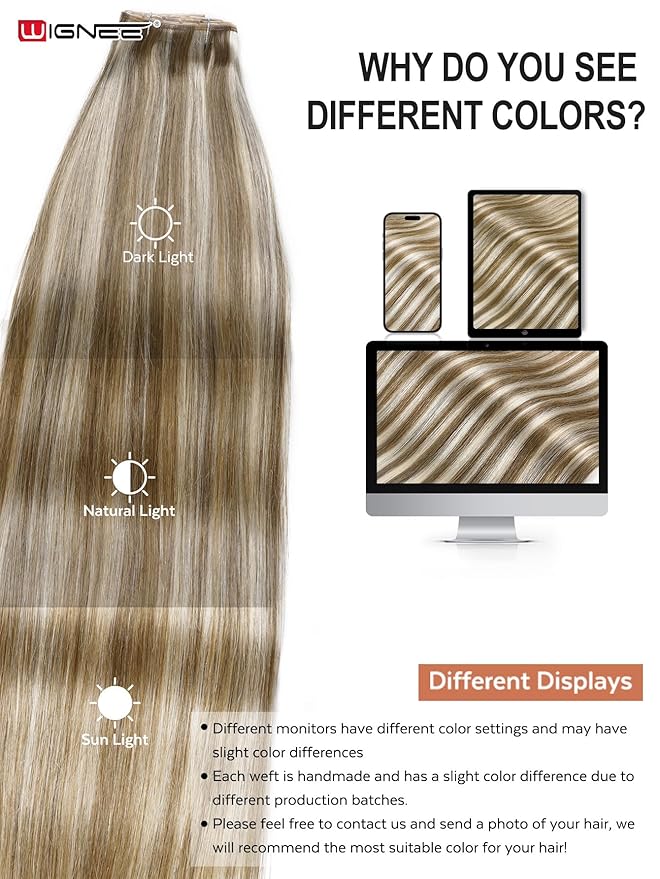 WIGNEE Butterfly OVO Weft Hair Extensions Human Hair Blonde Ombre 18 Inch Seamless Invisible Glueless Salon Quality with Micro Beads Add Volume & Length for White Women(9A/60)