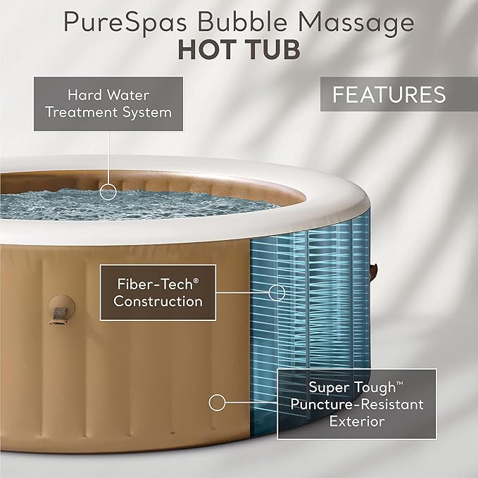INTEX PureSpa 4 Person Bubble Massage Inflatable Hot Tub Spa Bundled with Battery Powered Multicolor LED Light, and Adjustable Headrest (2 Pack)