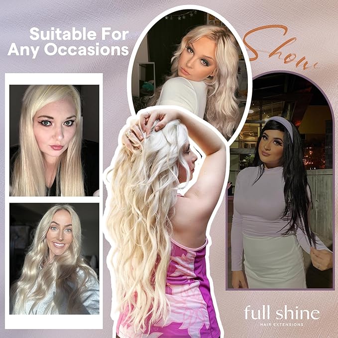 Full Shine Tape in Human Hair Extensions Color 3 Dark Brown Ombre 8 Ash Brown And 22 Blonde Long Tape Weft Tape in Hair Extensions 20Inch Seamless Double Weft Extensions 50G One Piece