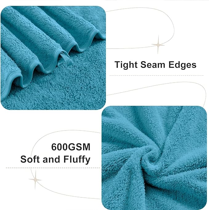 Bathroom Towels Set of 4, Extra Large Bath Towel Oversized 35x70 Inch Microfiber Quick Dry Towel Ultra Soft Absorbent Shower Bath Sheets Towels for Hotel Spa Beach Fitness (Turquoise)