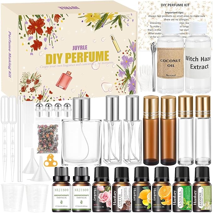 Perfume Making Kit- DIY Roller Perfume Making Kits for Women, Make Your Own Scent with Essential Oil, Bottle, Roller Fragrance Set, Fragrance Gifts for Women Girls