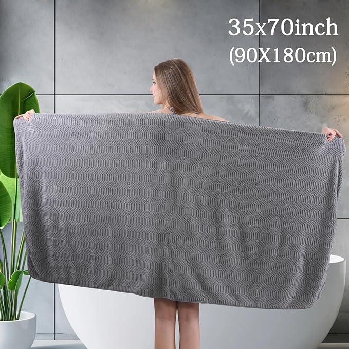 8 Piece Bath Towel Set-2 Oversized Bath Sheets(35"x70"),2 Hand Towels,4 Washcloths-Extra Large Microfiber Towel Sets,Less Lint Highly Absorbent & Quick Dry Bath Towels for Bathroom Gym Pool,Grey