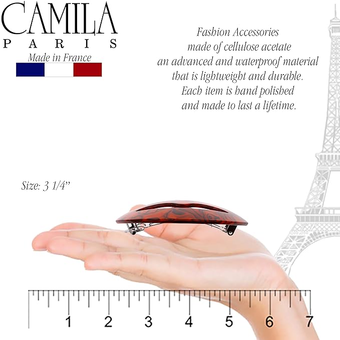 Camila Paris CP2970 French Hair Barrette Clip for Girls, Handmade Kiss Red, Strong Hold Grip Hair Clips for Women, No Slip Automatic Closure, Durable Styling Girls Hair Accessories, Made in France