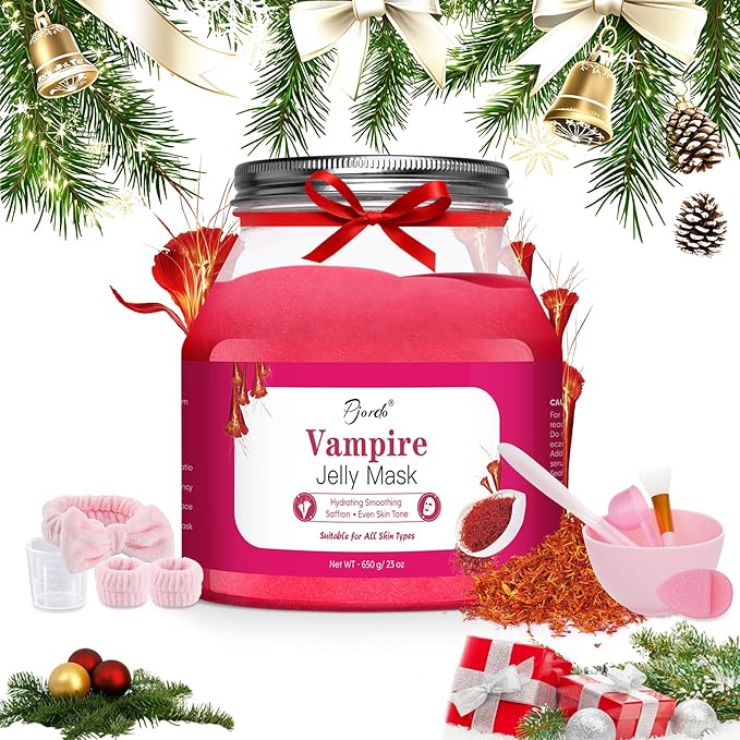 Jelly Masks for Facials Professional, Vampire Jelly Mask Powder with Mixing Bowl Set, Peel Off Face Mask Skincare for Hydrating, Smoothing, Christmas Spa Hydrojelly Masks Gifts for Women