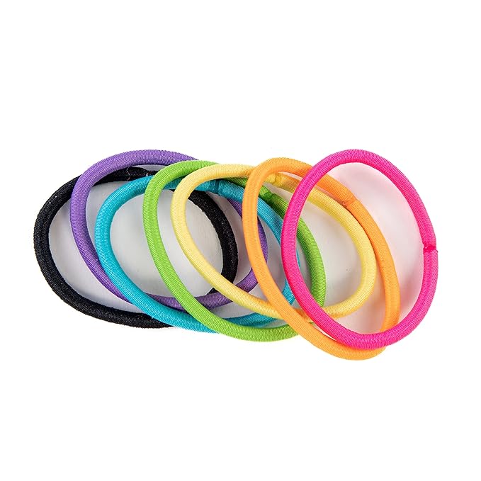 Amazon Basics Pony Tail Hair Ties - Bright 4 MM Elastics for All Types, 32 Count (Pack of 4)