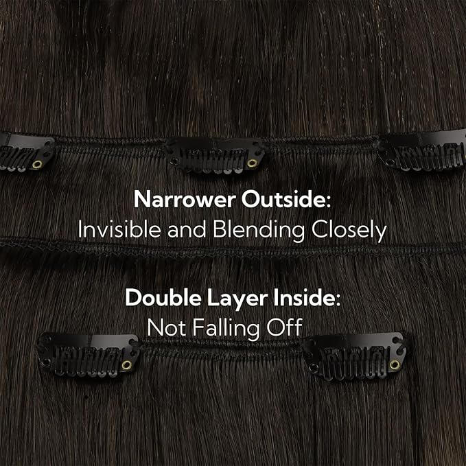 HOTBANANA Clip in Hair Extensions Real Human Hair, 150g 9pcs 22 inch Balayage Ombre Brown to Dirty Blonde Straight Remy Clip in Extensions Full Head for Women