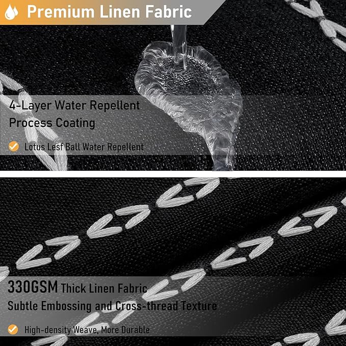 BTTN Stall Fabric Shower Curtain - 54x78 Boho Striped Linen Heavy Duty Tassel Shower Curtain with 10 Hooks, Narrow Rustic Modern Farmhouse Bohemian Thick Shower Curtains for Bathroom - Black and White