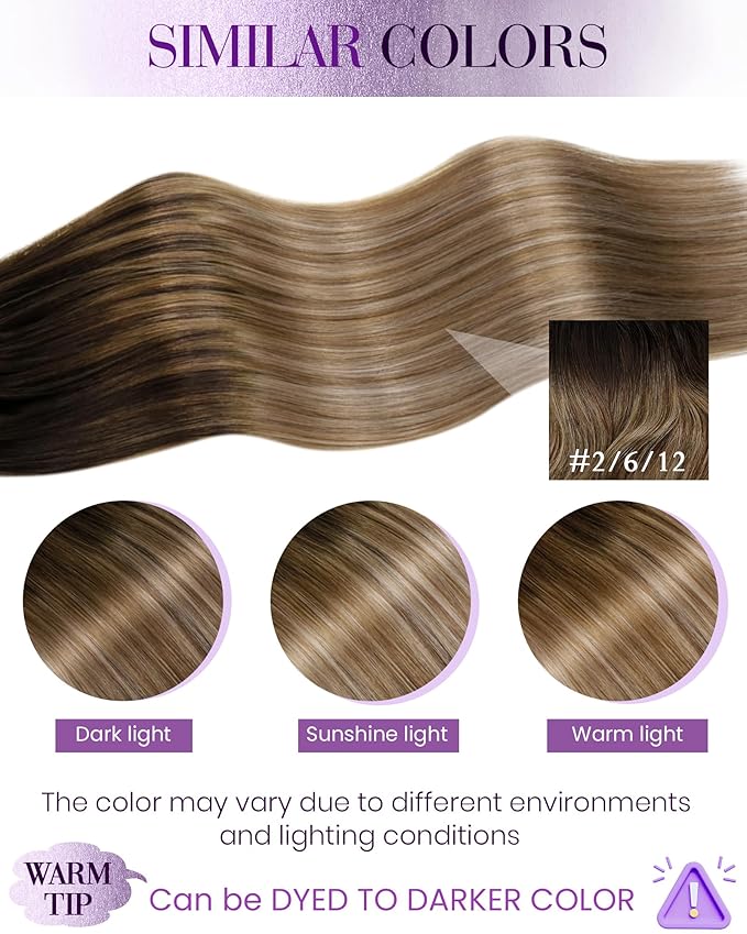 LaaVoo Micro Link Hair Extensions Human Hair Ombre Darkest Brown to Medium Brown Microlinks Hair Extensions Human Hair 24in 50g/50strands