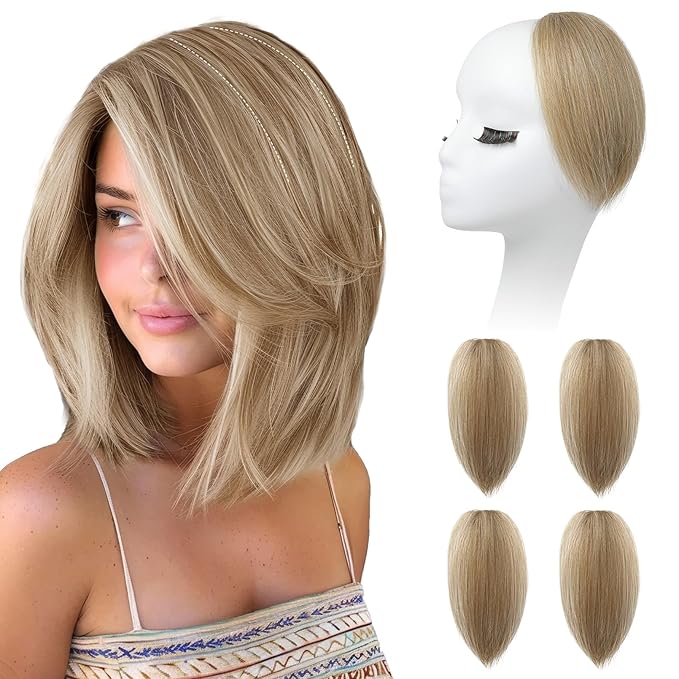 REECHO Clip in Hair Volumizer, Short Thick Clip in Hairpieces Adding Extra Hair Volume Extensions for Women with Thin Fine (Golden Blonde, 8 Inch(Pack of 4))