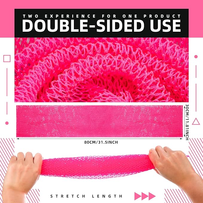 Geiserailie African Net Sponge Long Bathing Net Shower Body Scrubber Back Scrubber Skin Smoother Bathing Sponge for Daily Use or Stocking Stuffer(Pink)
