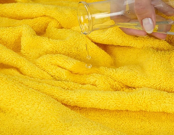 American Soft Linen Luxury 6 Piece Towel Set, 2 Bath Towels 2 Hand Towel 2 Washcloths, 600 GSM 100% Cotton Turkish Towels for Bathroom, Yellow Towel Sets
