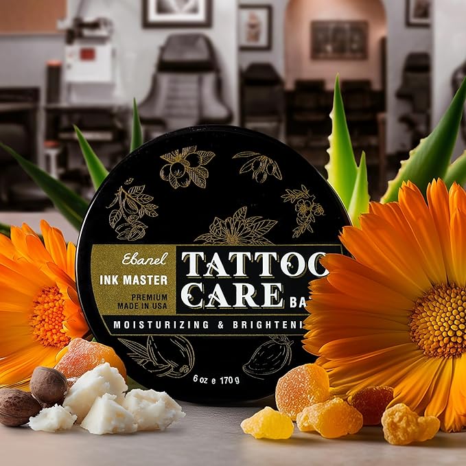 Ebanel Tattoo Balm 6oz, Premium Tattoo Aftercare Cream Brightener Ink Color Enhancing Butter Moisturizer with Herbal Essences and Essential Oils, All-Stage Tattoos Ointment After Care Kit Supplies