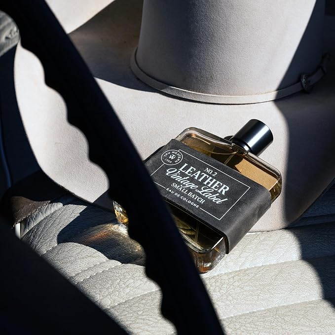Leather No. 2 by Tru Western, Vintage Label Small Batch, 3.4 fl oz (100 ml), with Notes of Sage, Sued, and White Woods, Confident, Sexy, Modern Fragrance