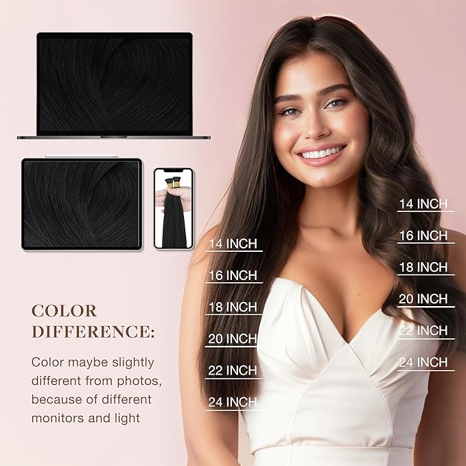 GOO GOO I Tip Hair Extensions Real Human Hair, 18inch 50g 50S, Cold Fusion I Tip Hair Extensions, Invisible Remy Hair, 1 Jet black