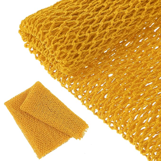 Geiserailie African Net Sponge Long Bathing Net Shower Body Scrubber Back Scrubber Skin Smoother Bathing Sponge for Daily Use or Stocking Stuffer(Yellow)