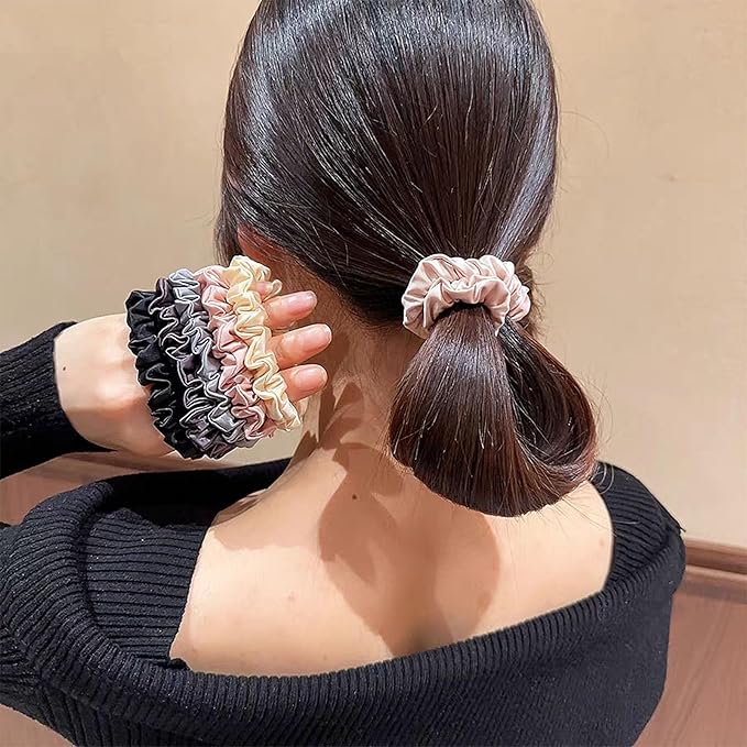 24 Pcs Satin Silk Scrunchies – Soft Hair Ties for Women & Girls, Thick Elastic Ponytail Holders, Hair Bands & Wrist Bracelets, Assorted Colors Scrunchies Hair Ties Silk Satin Scrunchy Hair Accessories