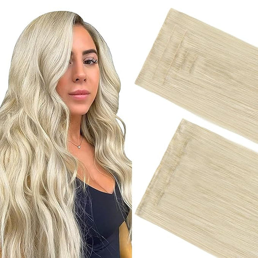 GOO GOO Invisi Edge Clip in Hair Extensions Set, 24inch 150g, 5pcs Injected Seamless PU Clip ins and 2pcs Classical PU Clip insp ins, Virgin Real Human Hair, #60A